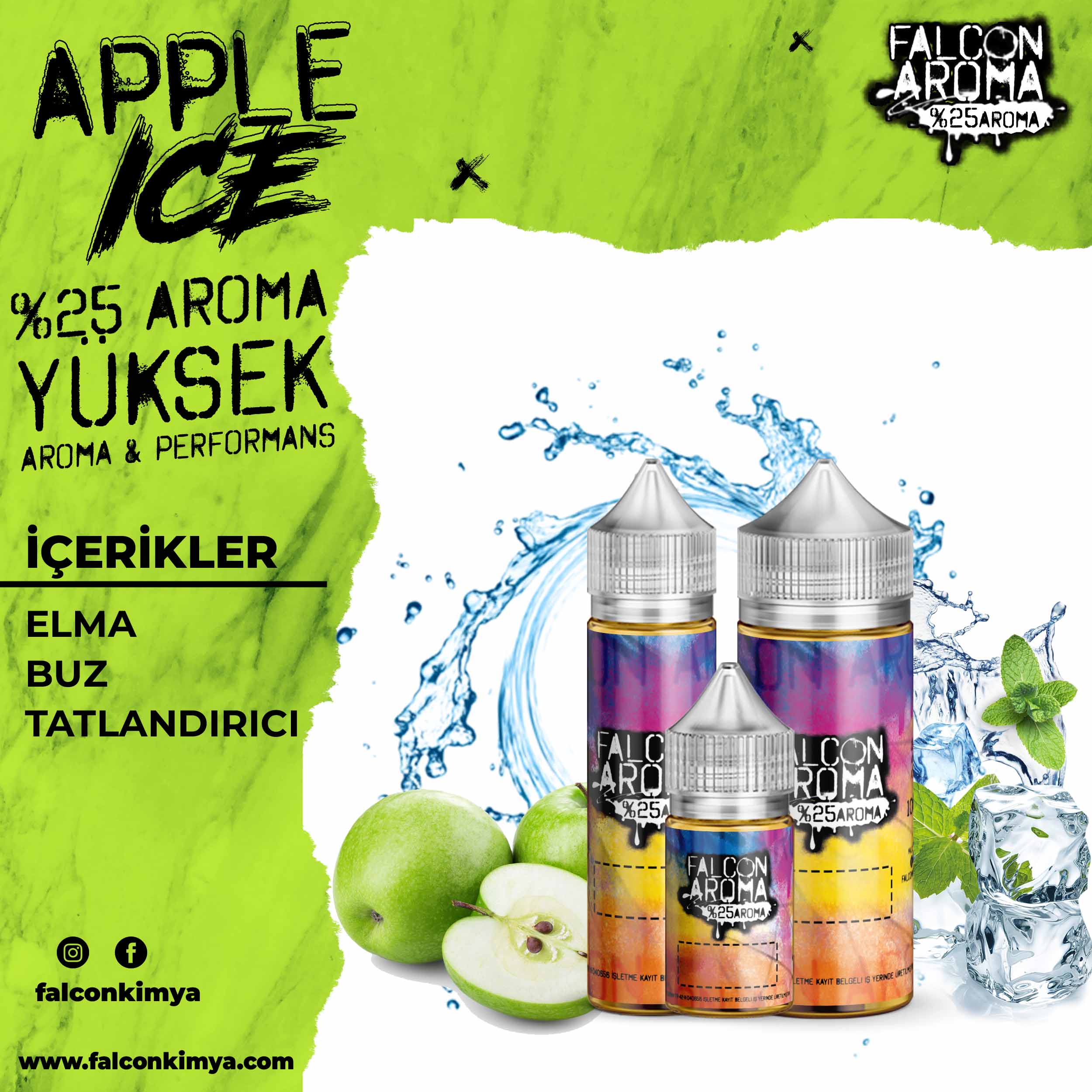 Apple Ice % 25 Yüksek Aroma Diykit