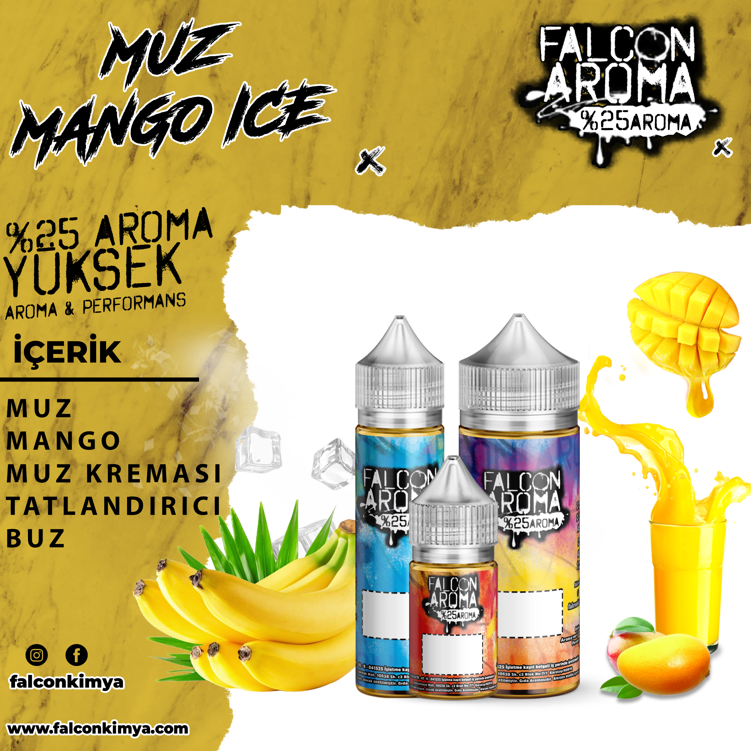 Muz Mango Ice % 25 Yüksek Aroma Diykit