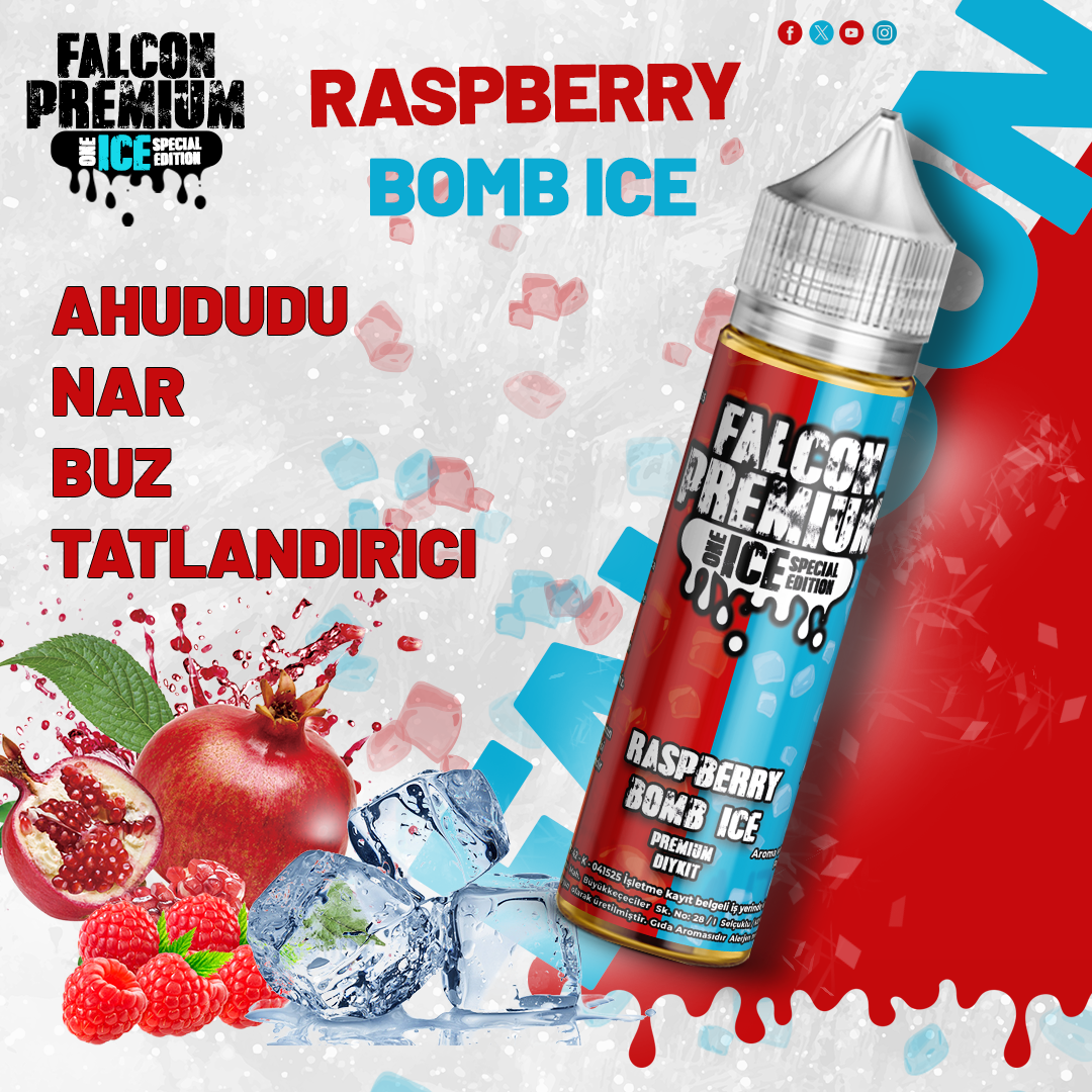 Raspberry-Bomb-Ice Falcon Special Edition - Raspberry Bomb Ice - 60 ML Diykit - Görsel 1
