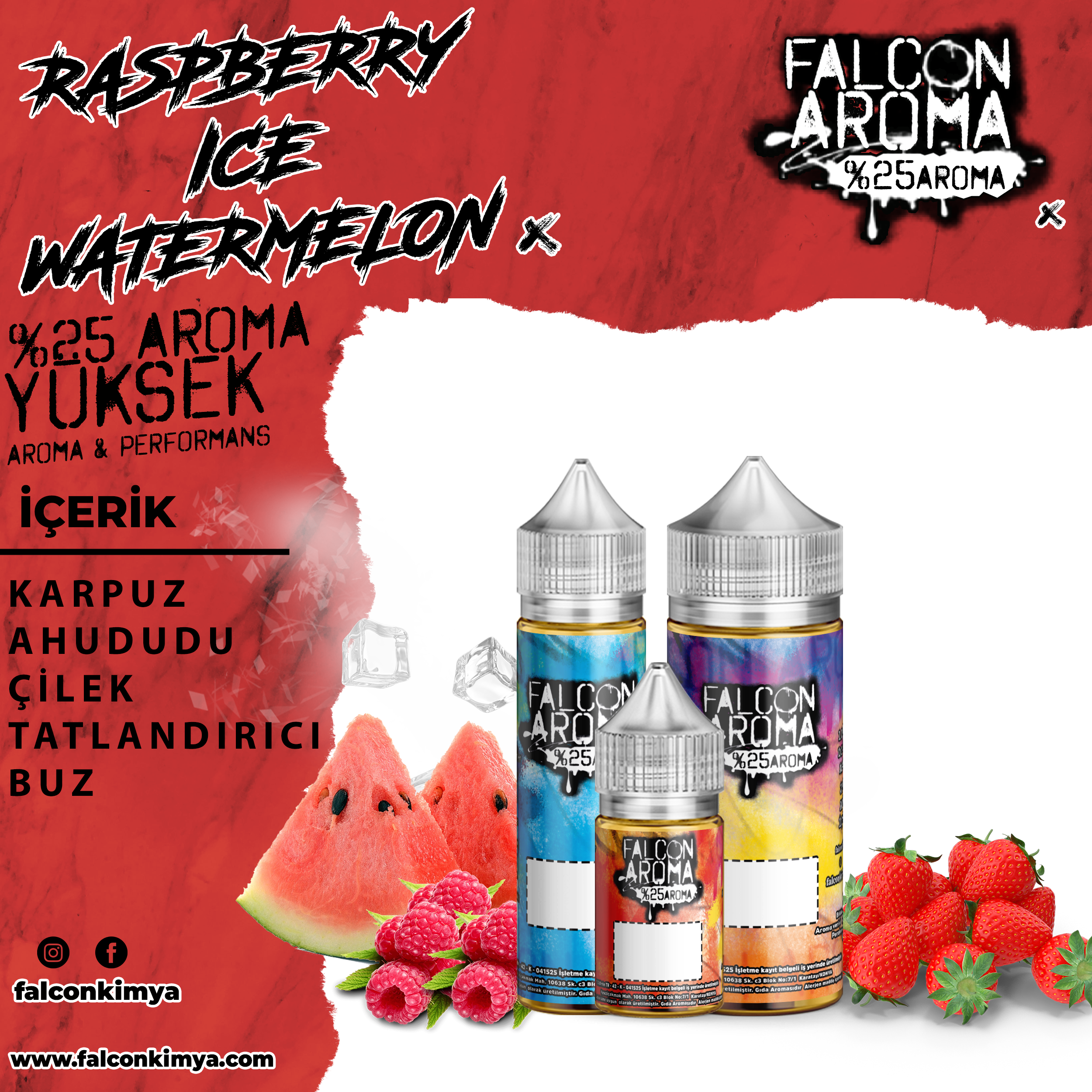 Raspberry Ice Watermelon % 25 Yüksek Aroma Diykit