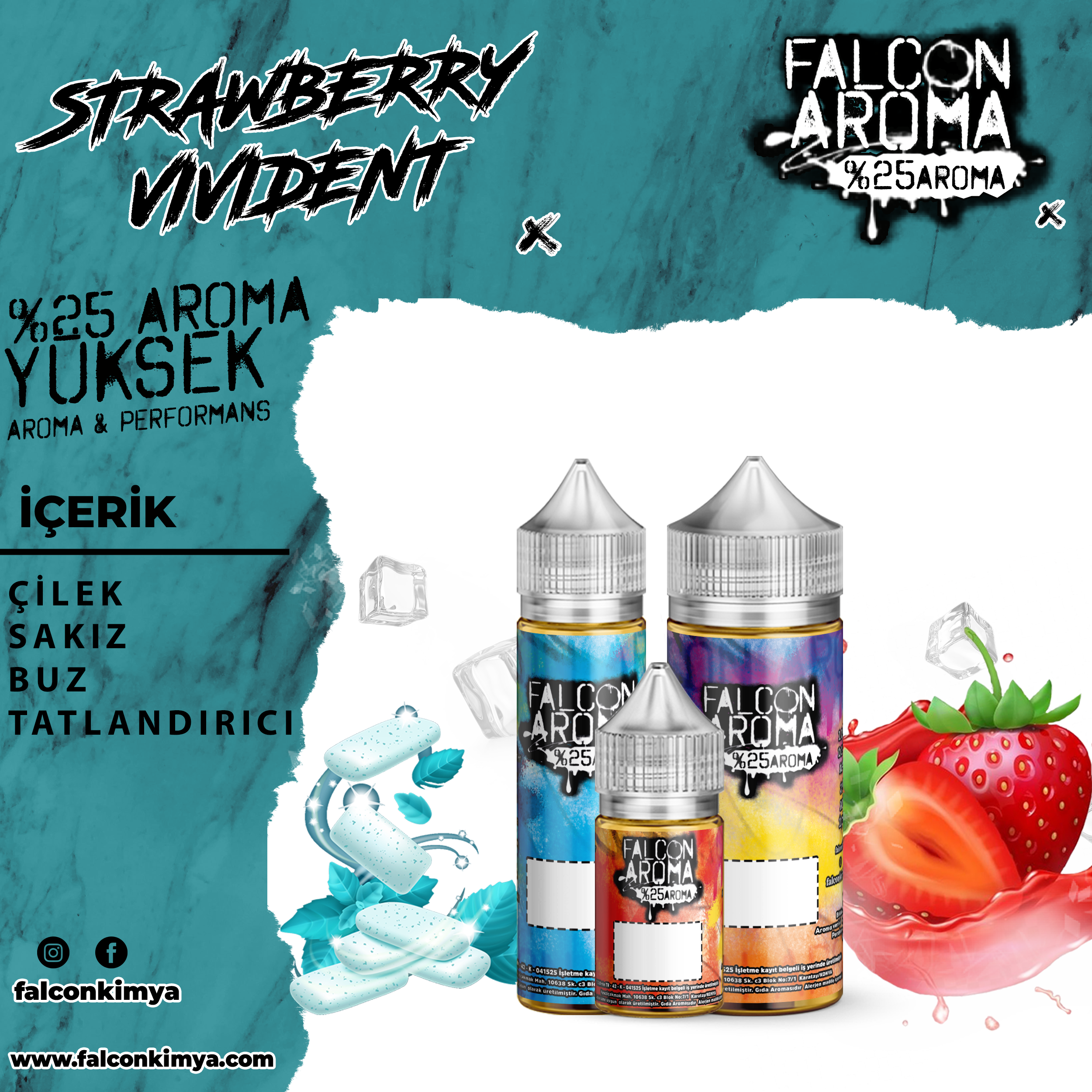 Strawberry Vivident % 25 Yüksek Aroma Diykit